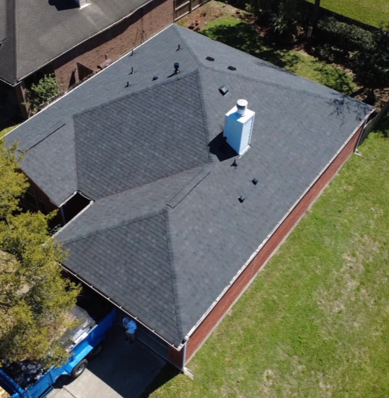 Dump trailer driveway new hip roof, Hutto, TX